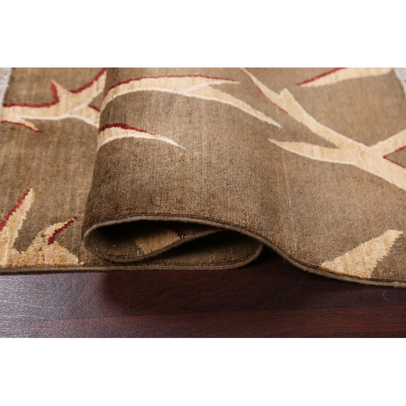 Tapis contemporain en laine Gabbeh Kashkoli noué à la main 3 x 4