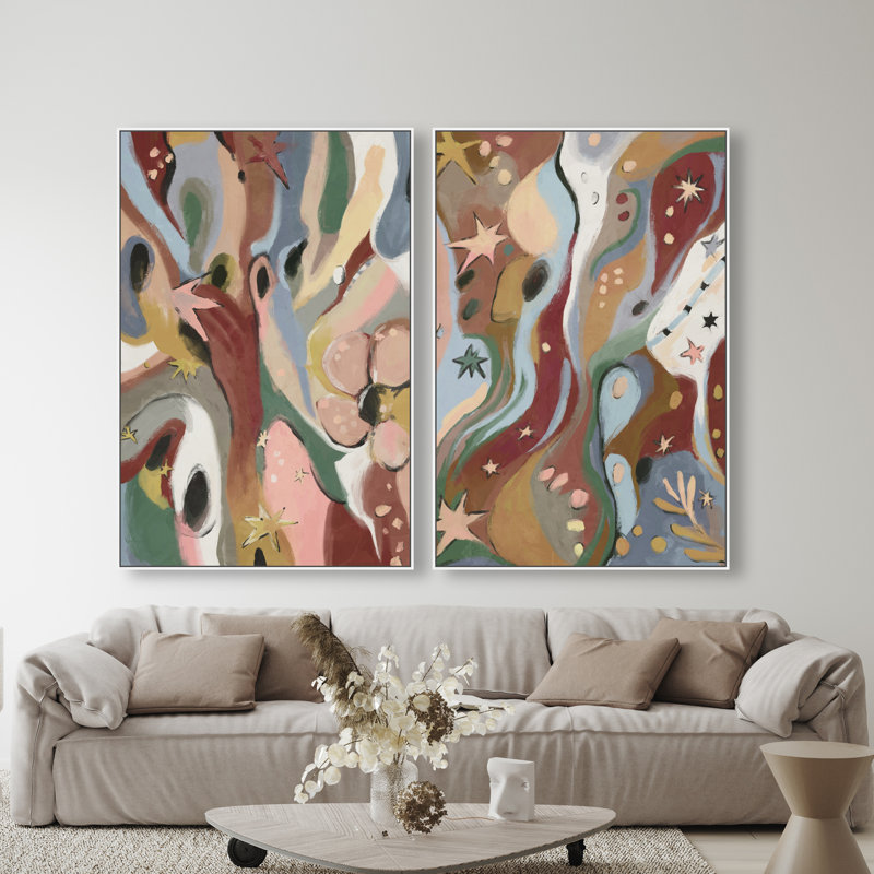 Modern Folk Set Set by Oliver Gal, 110"H x 74"W, White Floater Frame