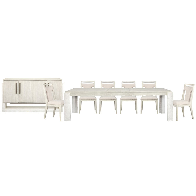 Table de salle à manger extensible Rigsby, 8 pièces: table, 6 chaises, desserte