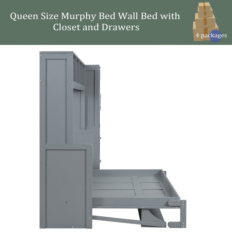 Pascalle Murphy Bed, Gray