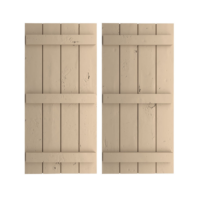 Volets Rustic, H 90 po x l 22 po x P 1 po, 22", Texture de pin noueux / brun clair apprêté
