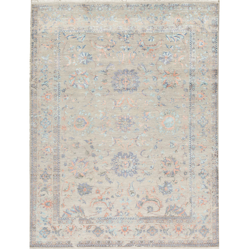 Hand-Knotted High-Quality Silver and Black Area Rug