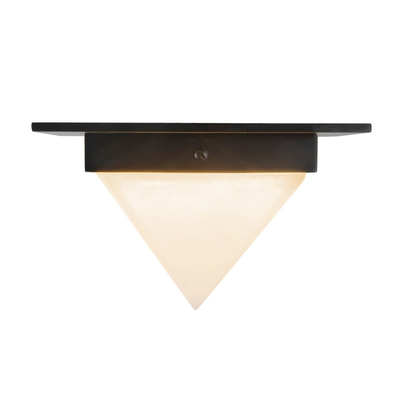 Mineral 8-in Brass Flush Mount, Alabaster, Oil Rubbed Bronze