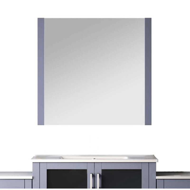 Gris foncé 60 po W Meuble-lavabo avec armoires latérales, comptoir en céramique blanche, miroir 34, tiroirs à fermeture en douceur, une armoire intérieure pour le rangement et surface résistante aux taches