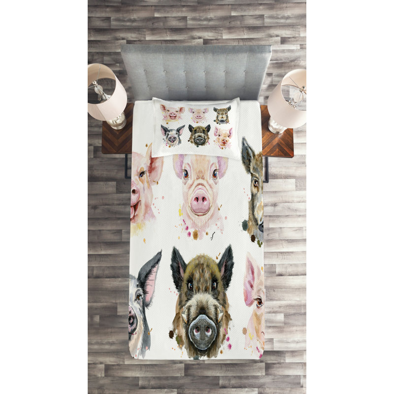 Farmhouse / Country Polyester Coverlet, Twin Bedspread + 1 Sham