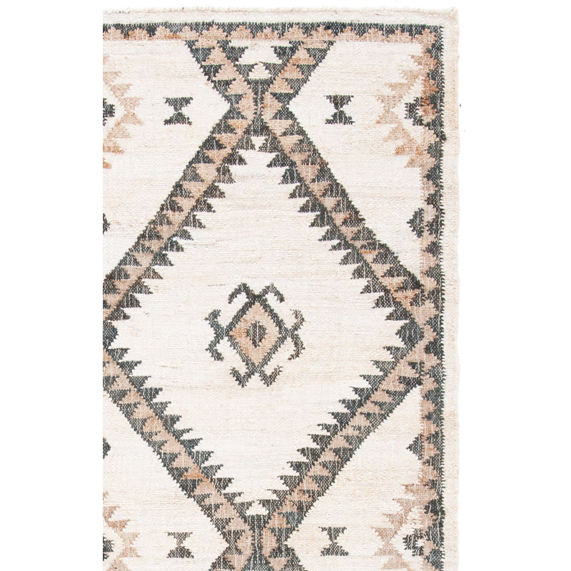 Alpharetta Southwestern Flatweave Jute Area Rug in Ivory/Black/Beige, Rectangle 9' x 12'