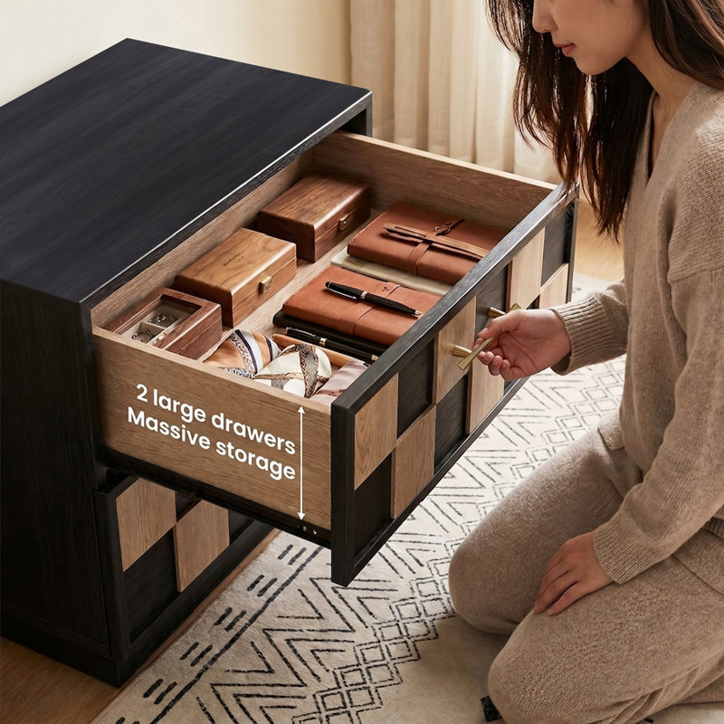 Harolw 24.8"W Nightstand with 2 Storage Drawers