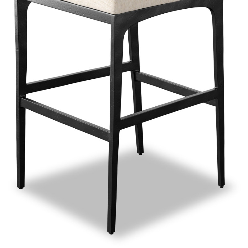 Valeene Upholstered Bar Stool with Metal Frame, Crypton Nomad Snow, Bar