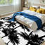 Tapis blanc lavable à la machine, palmiers noirs dessinés pour l'intérieur-133456630