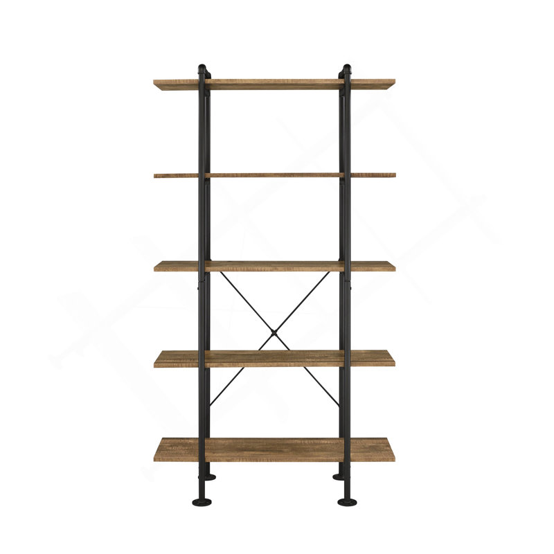 Rustic Oak & Black Finish Bookshelf