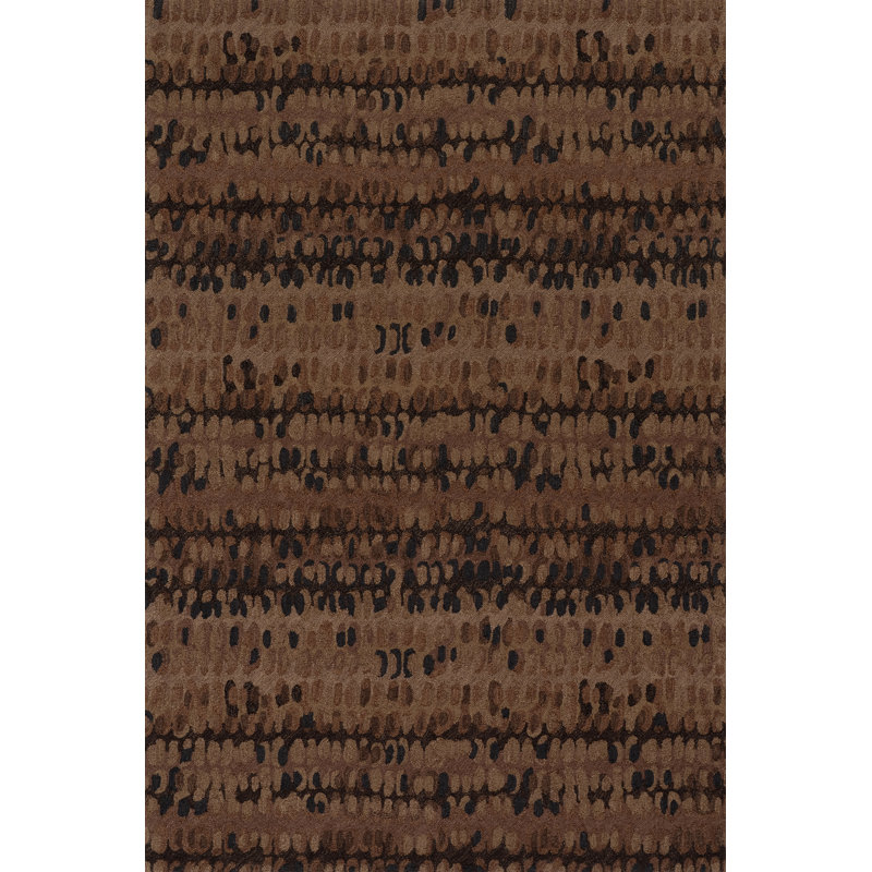 Paint Chip Hand Micro Hooked Wool Rug, Brown, Rectangle 9'6" x 13'6"