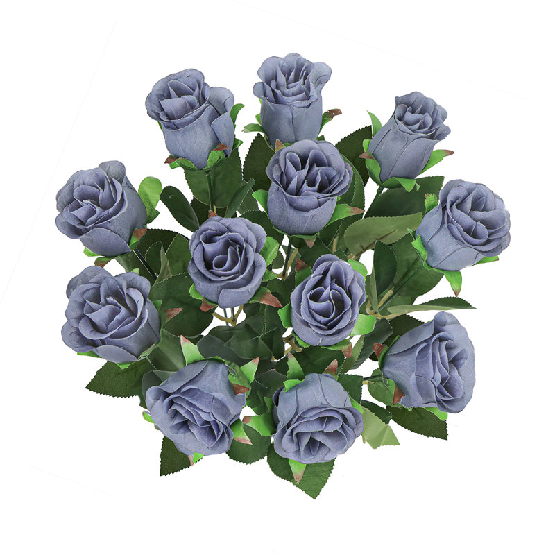Bouquet de roses artificielles, Gris bleu