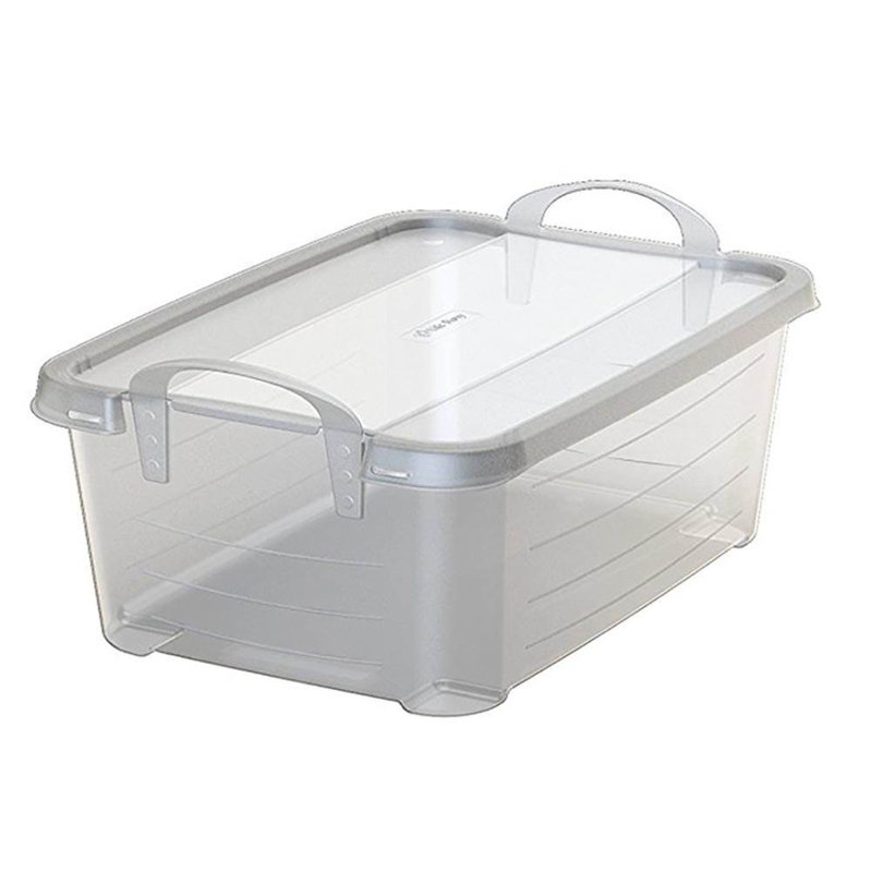 Clear White Stackable Plastic Lidded Storage Box Set