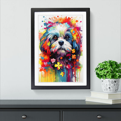Shih Tzu Art Informel Art - Framed Print