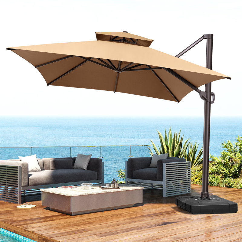153' X 116' Rectangular Cantilever Umbrella with Weighted Base, Tanné