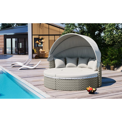 Canapé d'angle de terrasse avec méridienne, housse rétractable, tissage bicolore gris, housses de coussins lavables pour oreillers et sièges, gris, pare-soleil, structure, bureau réglable, coussin de relaxation