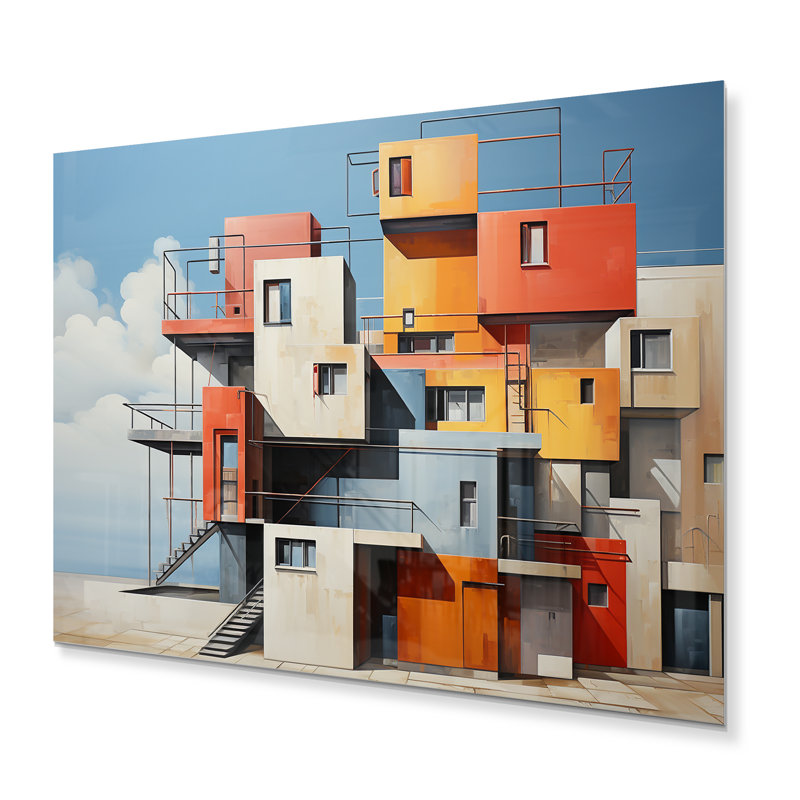 - Décoration murale de bâtiments en métal, H 30 po x l 40 po x P 1,5 po