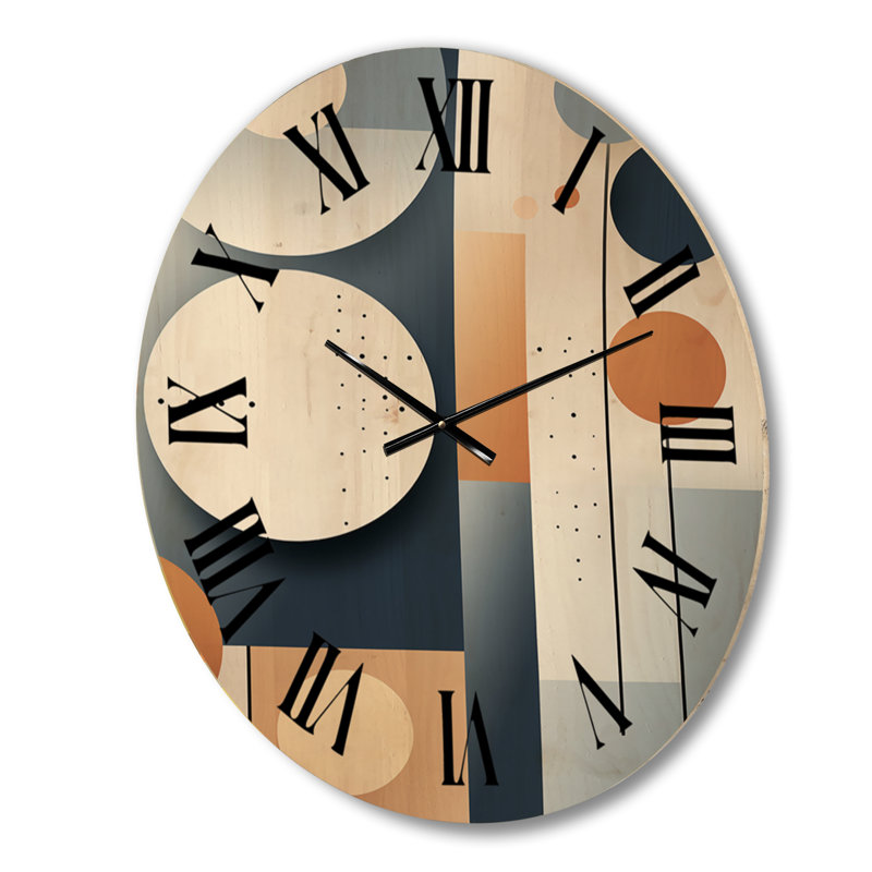 Horloge murale graphique en bois et jaune - Bleu, Grand
