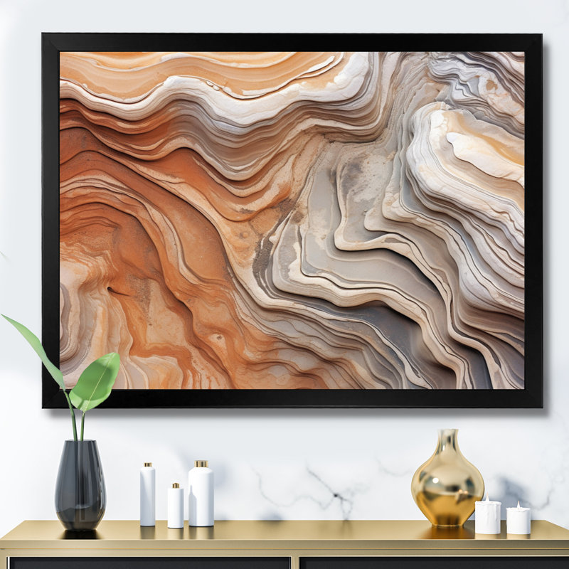 Marbre abstrait avec reproduction de l'espace IV, reproduction d'art sur toile, H 16 po x l 32 po x P 1 po, Cadre simple noir
