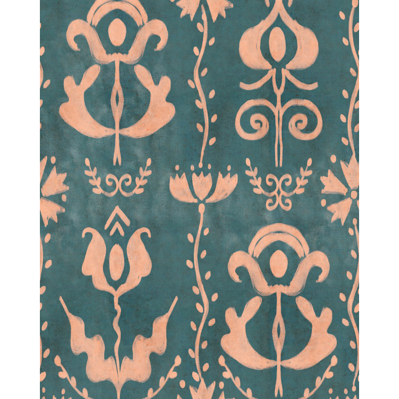 GRANDMA'S STENCIL Milky Blue Wallpaper, Blue/Taupe