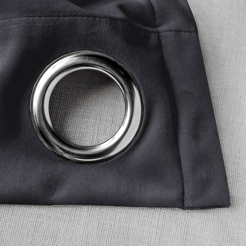 Reede Luxury Crushed Velvet Eyelet Curtains - Fully Lined, Heavy Plush Drapes, 168cm Width x 228cm Drop, Charcoal