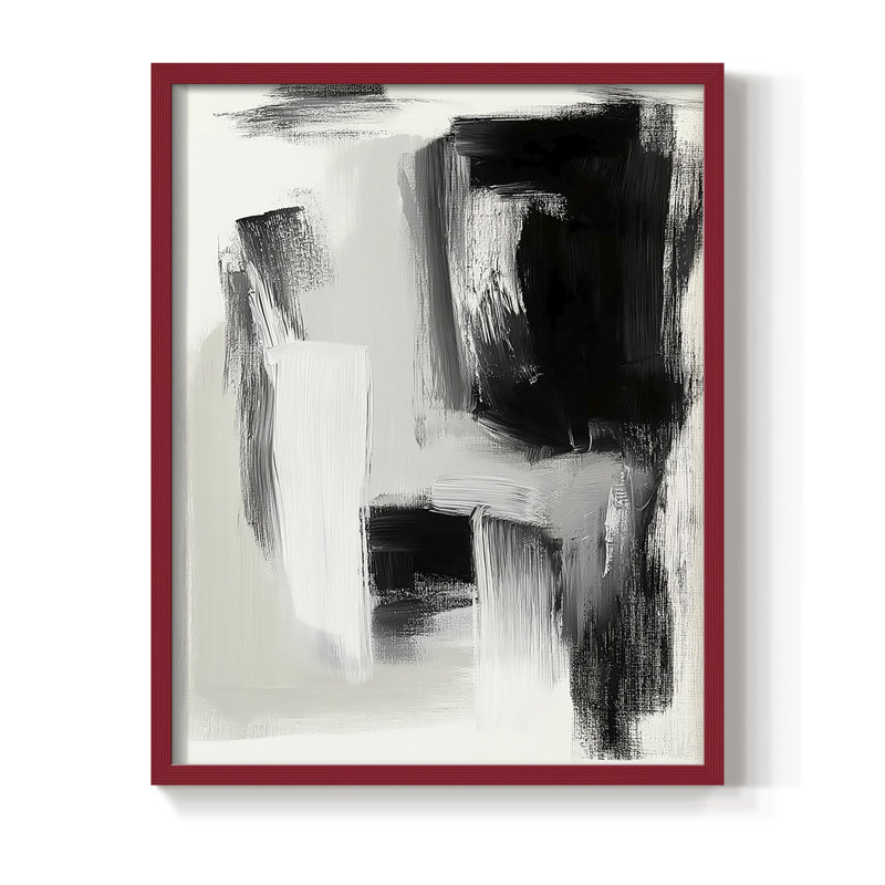 Reproduction encadrée ABSTRACT Series DCCLxx - Bois massif, H 15 po x l 12 po, Rouge