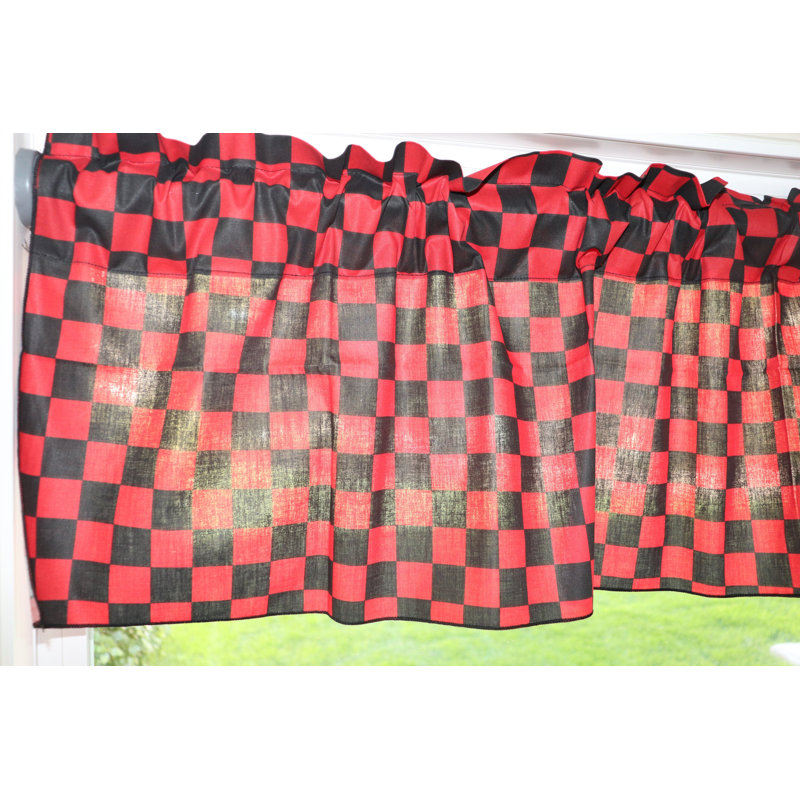 Cantonnière à damier, L 58 po x L 32 po, Red/Black
