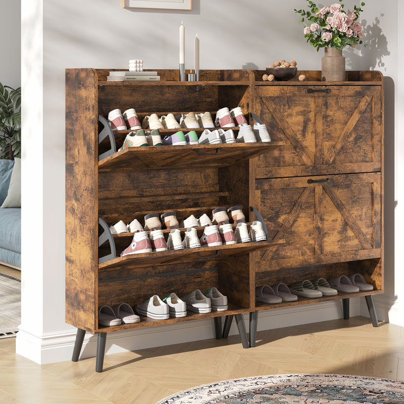 Rangement à chaussures 48 paires avec 4 tiroirs, Brun