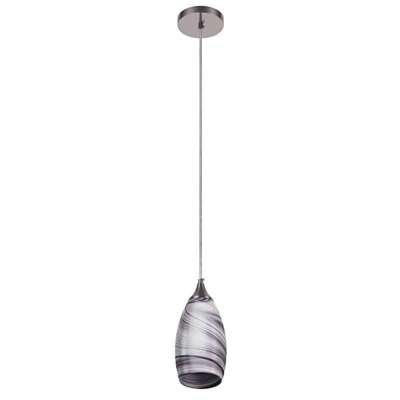 Luminaire suspendu conique à 1 lumière Desravines, Noir / blanc