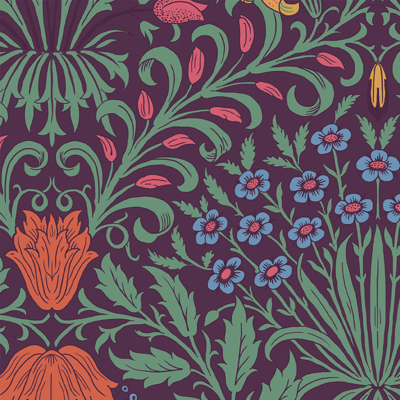 William Morris Garden Soft Wallpaper, Purple