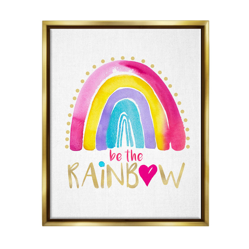 "Be the rainbow", art mural encadré par Enya Todd, Cadre flottant métallique doré, H 31 po x l 25 po x P 1,7 po