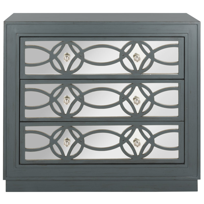 Commode décorative 3 tiroirs Glacaeu, Sarcelle acier