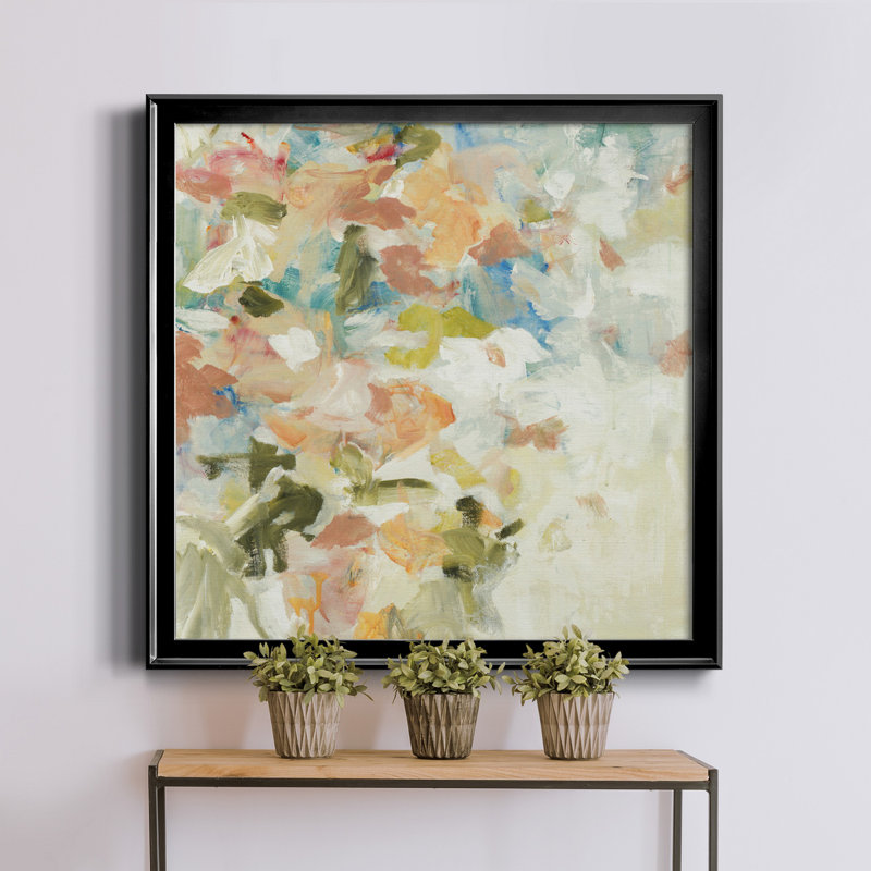 Floral Blush IV - Reproduction d'art sur toile encadrée, Cadre en érable, H 26,5 po x l 26,5 po x P 1,5 po