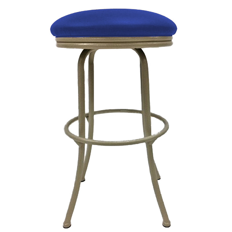 Swivel Upholstered Counter Stool with Metal Frame, Blue, Beige, Bar Stool (30" Seat Height)