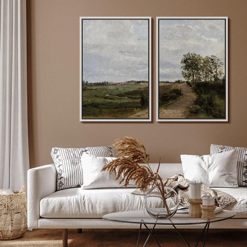 «Duo de paysage champêtre assorti» - 2 pièces sur toile, H 36 po x l 48 po, Blanc