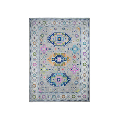 Tapis oriental rectangulaire gris en laine noué à la main 9 pi 7 po x 13 pi 4 po - MOA10220974