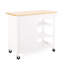Chariot de rangement contemporain pour cuisine, 1 armoire, porte-serviettes blanc avec apparence, plateau en bois d'hévéa et polyvalent-1893003972