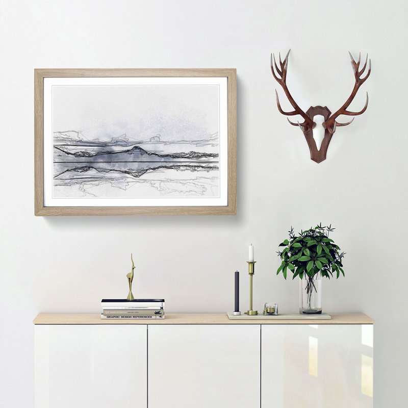 The Twin Lakes in Colorado in Abstract - Picture Frame Graphic Art Print, Oak, 35cm H x 50cm W x 2cm D