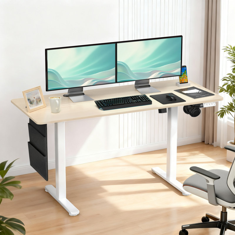 Jeu de bureau électrique à hauteur réglable pour la maison et le bureau, L 47,3 po x P 23,6 po x H, Bois / noir