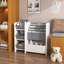 Bibliothèque et organisateur de rangement pour jouets, bibliothèque multifonctionnelle à 4 niveaux avec 3 tiroirs pliables en tissu