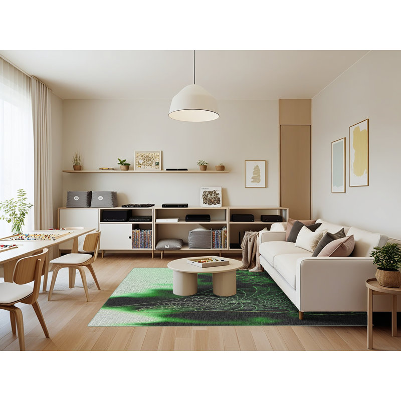 Tapis de zone verte à motif, Rectangle 7 pi x 9 pi