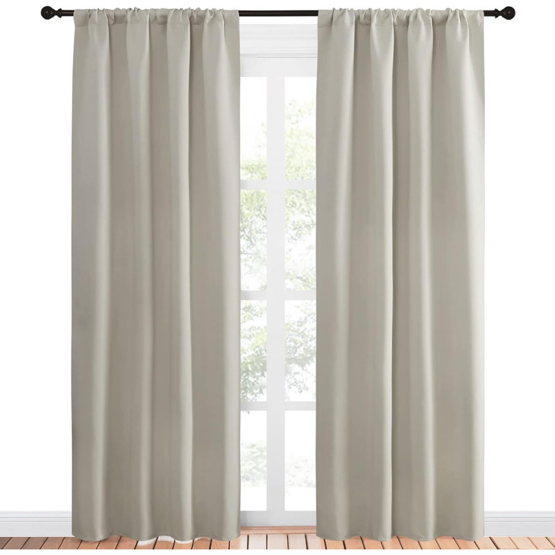 Blackout Curtains for Bedroom, Thermal Insulated Drapes Rod Pocket Privacy Protected Window Panels for Living Room, 2 Panels