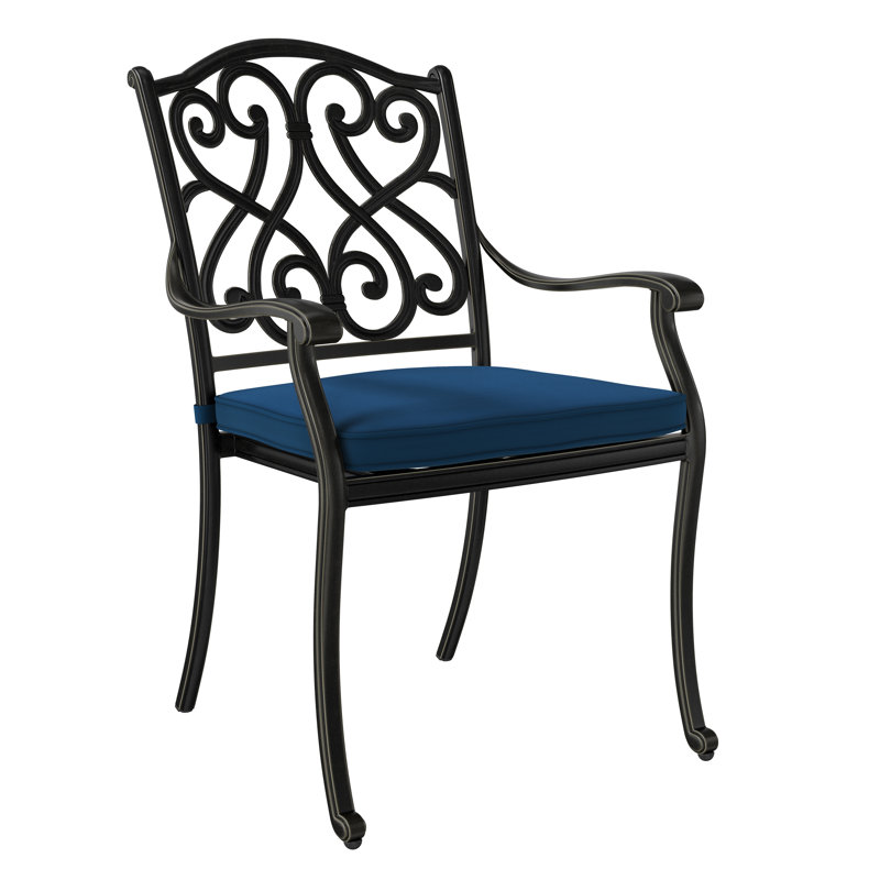 Fauteuil de patio empilable avec coussin Liesl, Bleu