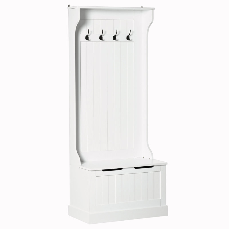 Arbre d'entrée 28,25 po de large avec banc et rangement pour chaussures Chamisa, Blanc
