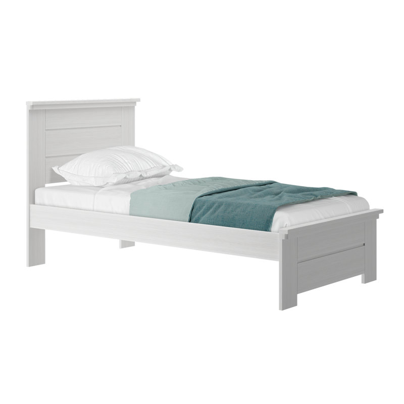  Ariarose Solid Wood Platform Bed, White Wash, Twin