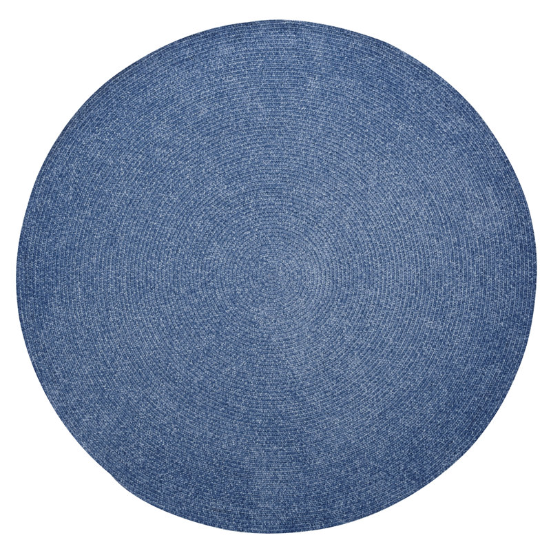 Yisroel Polyester Chenille Braided Area Rug - Smoke Blue, 96" x 96" Round