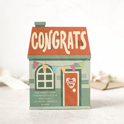 Hughes Personalised New Home Card In Wood