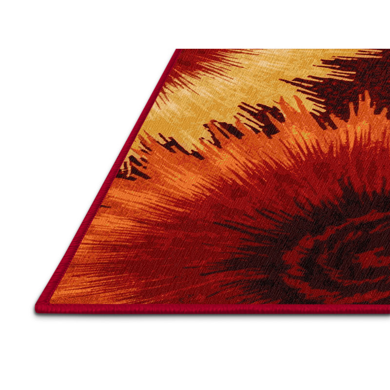 Tapis rouge lavable à la machine, Rond 8 pi