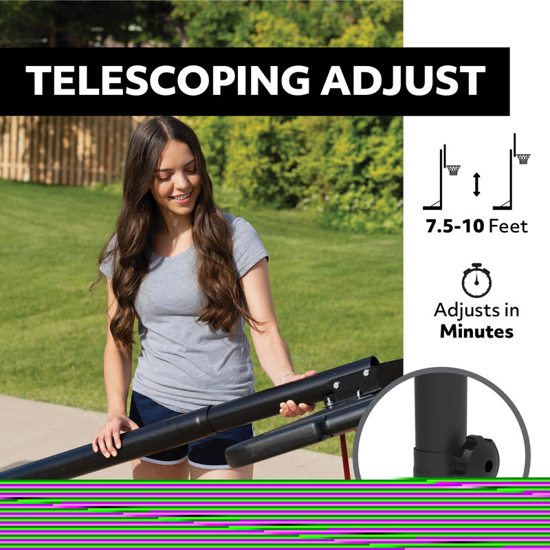 Adjustable 44" Portable Basketball Hoop with UV-Protected Backboard
