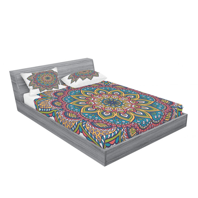 Microfiber Floral Sheet Set, Queen Sheet Set with Fitted Sheet